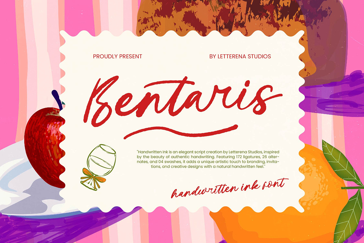 Bentaris Handwritten Ink Font, a Script Font by Letterena Studios Script (Photo 1 of 10)