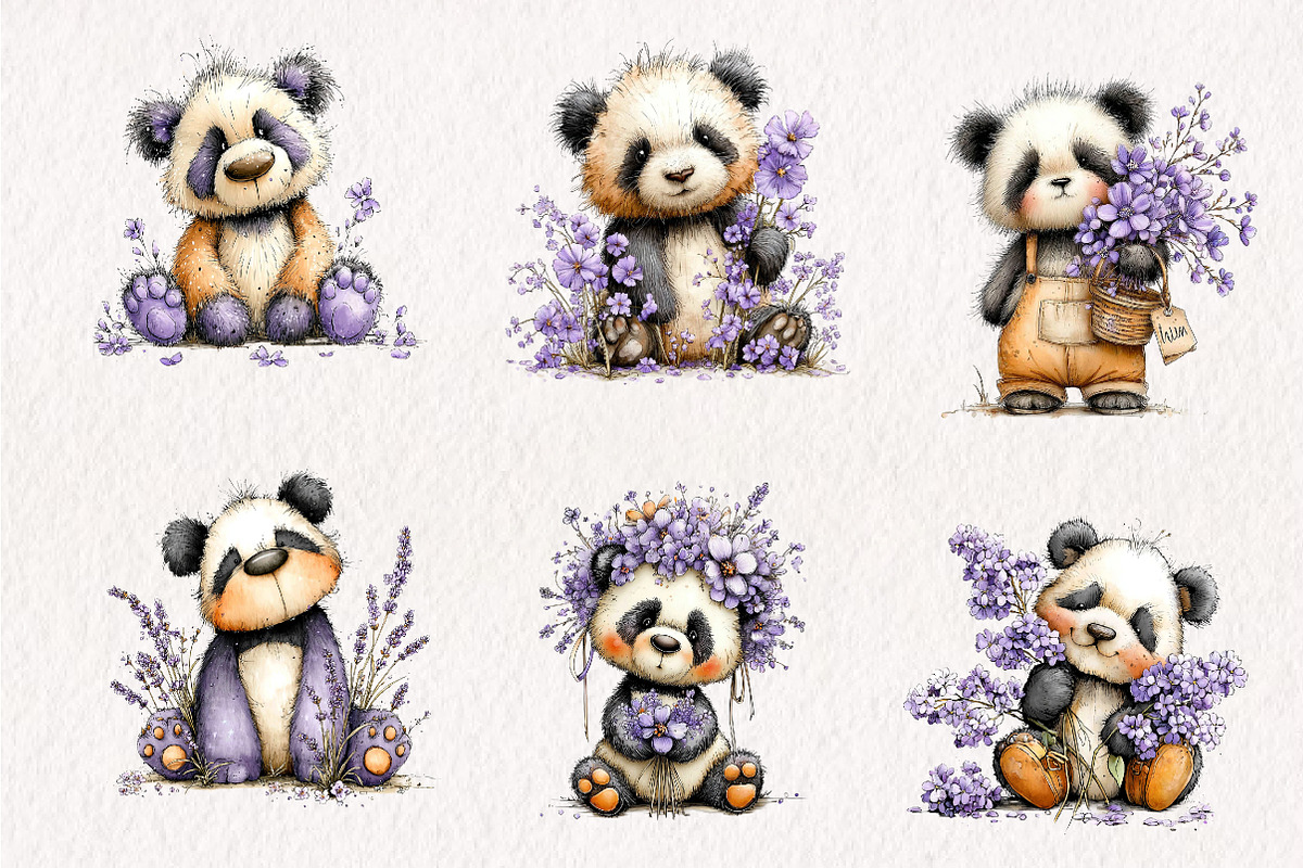 Whimsical Spring Panda Clipart, an Illustration by CreationArt (Photo 10 of 13)
