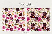 Pink Plum Watercolor Floral Clipart, an Illustration by whiteheartdesign (Thumbnail 5 of 9)