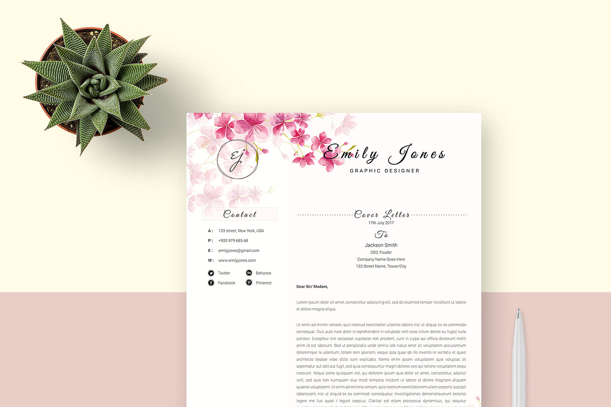 Water Color CV-Resume Template *C, a Resume Template by Showy68 Template (Photo 3 of 5)