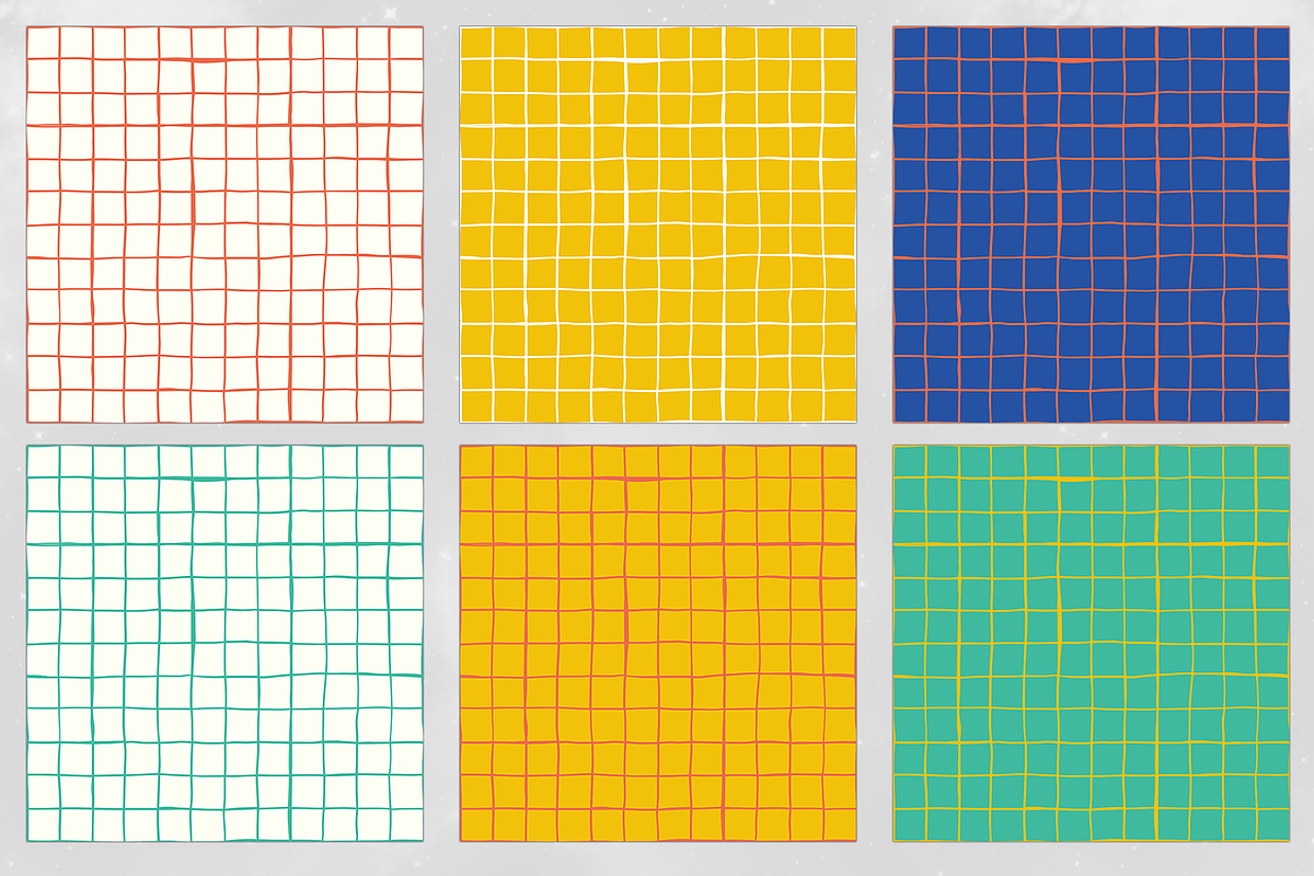 Vibrant Checker & Grid Pattern Set, a Pattern Graphic by Brandi Lea Designs