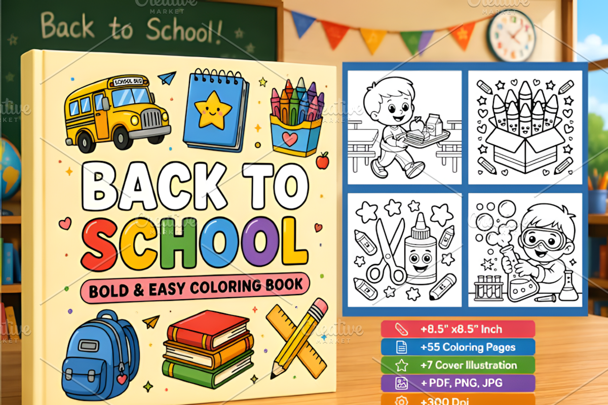 Bold & Easy Back to School Coloring, an Education Illustration by Coco Bloom (Photo 5 of 6)