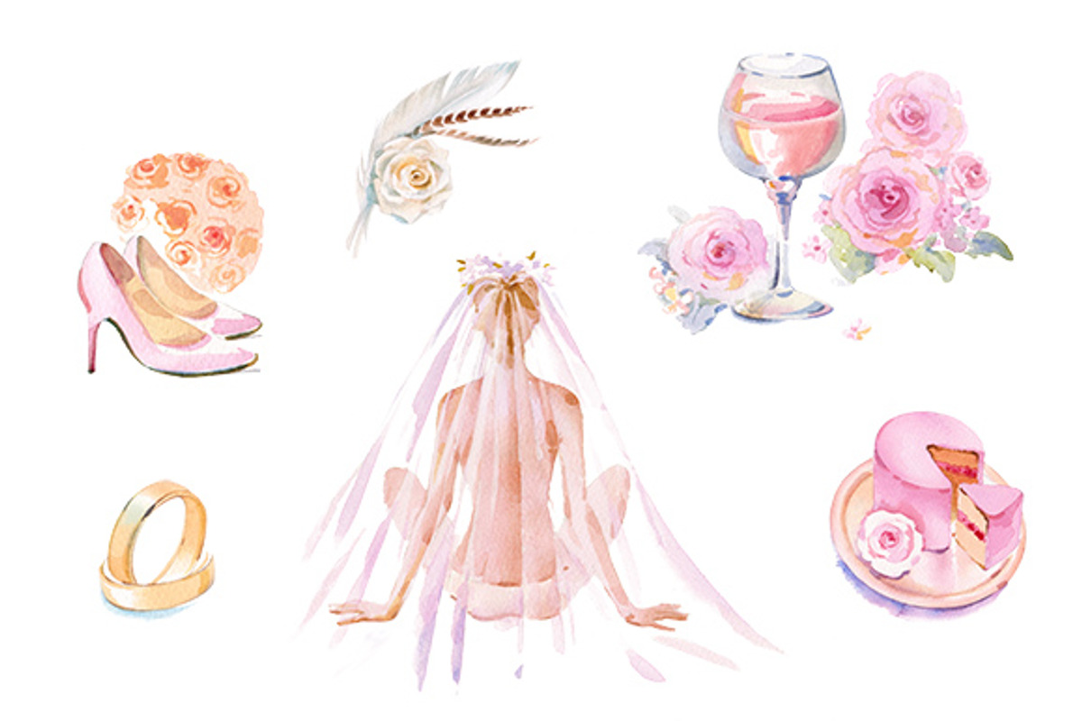 Wedding watercolor clipart set, an Illustration by masha gross (Photo 1 of 4)