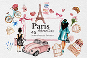 Watercolour Paris Travel Clip art, a Decorative Illustration by HabitusDesigns (Thumbnail 1 of 8)