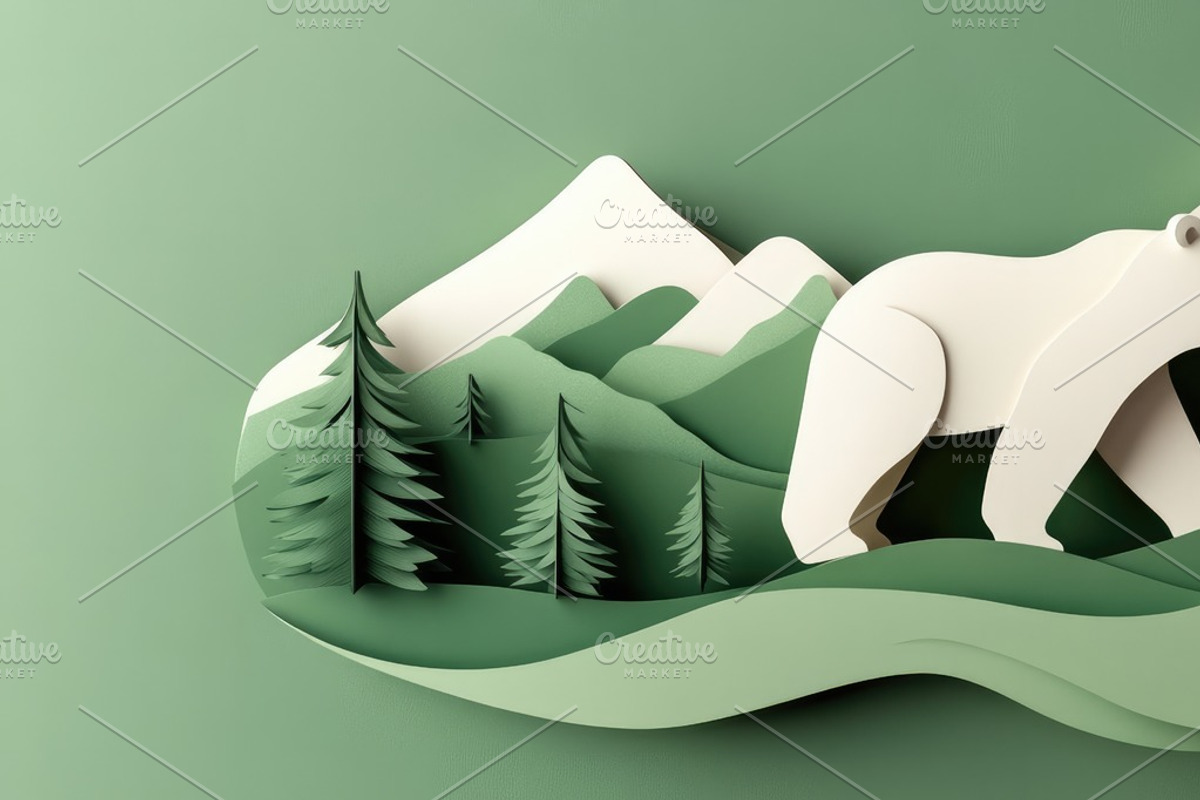 Paper Cut Illustration of a Bear, a Decorative Illustration by Virgo Studio