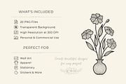 Botanical Line Art PNG Bundle, a Decorative Illustration by shielscreations (Thumbnail 4 of 5)