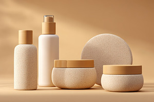 Minimalist skincare product packaging with natural textures and, an Abstract Photo by José Manuel Gelpi