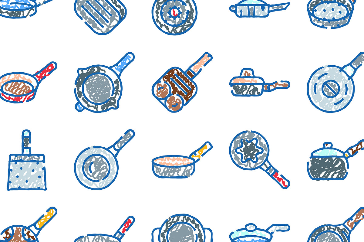 Hand drawn kitchen frying pans, an Object Graphic by pikepicture (Photo 3 of 3)