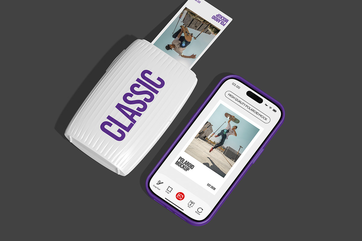 Polaroid and Phone mockup, an iPhone Mockup by Unerispace (Photo 5 of 5)