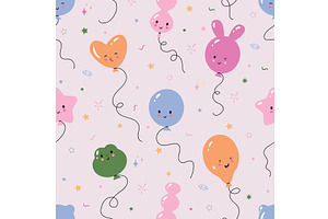 Birthday balloon seamless pattern, an Object Illustration by Valerie Bodnar