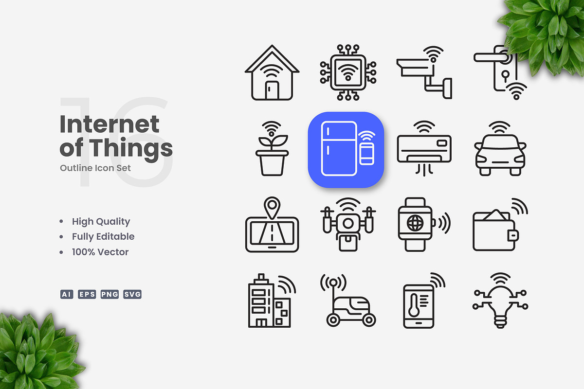 Internet of Things Outline Icons, an Outline Icon by Upnowgraphic