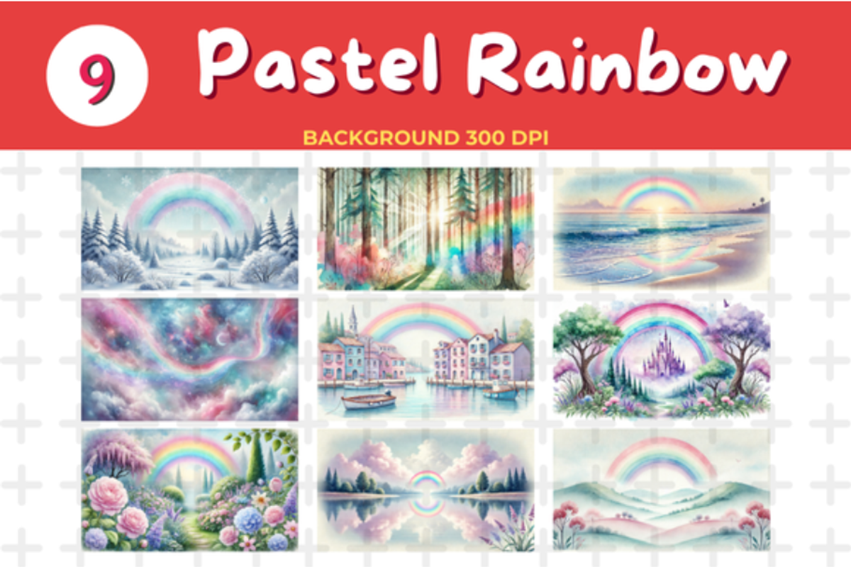 Watercolor Pastel Rainbow Background, a Seasonal Illustration by John_Walker (Photo 1 of 4)