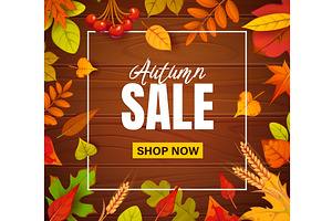 Autumn sale banner with board, a Texture Illustration by Vector Tradition