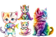 Adorable Rainbow Cute Cat Clipart, an Illustration by Designworld (Thumbnail 4 of 6)