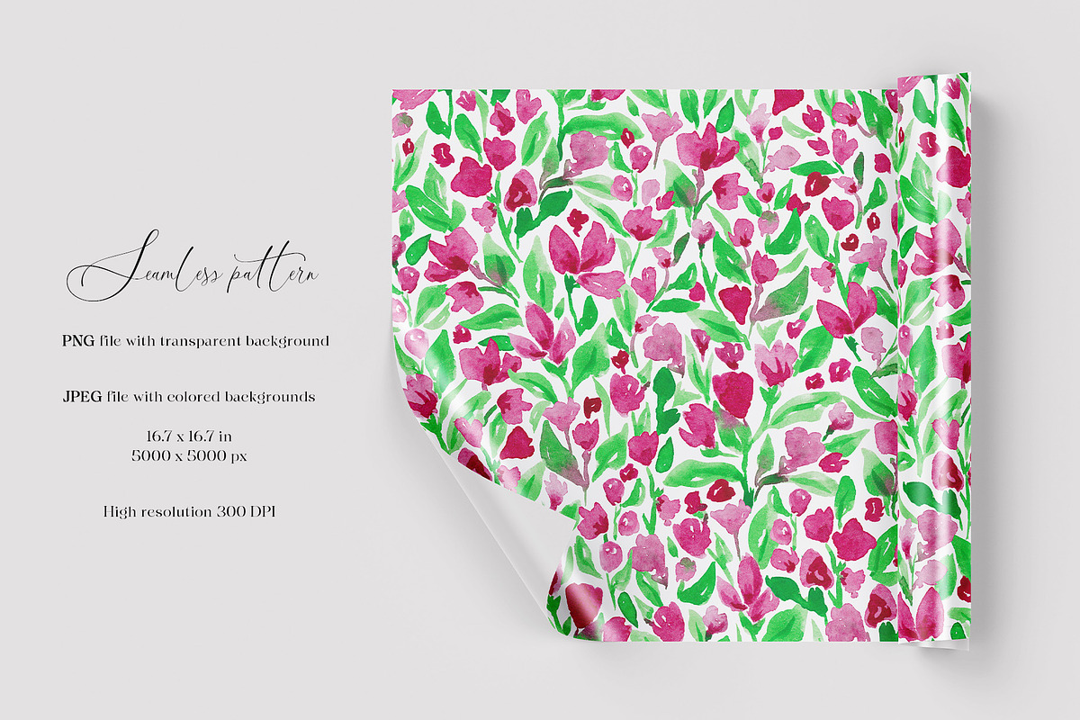 Pink florals seamless pattern, a Pattern Graphic by SirenaArt (Photo 2 of 11)
