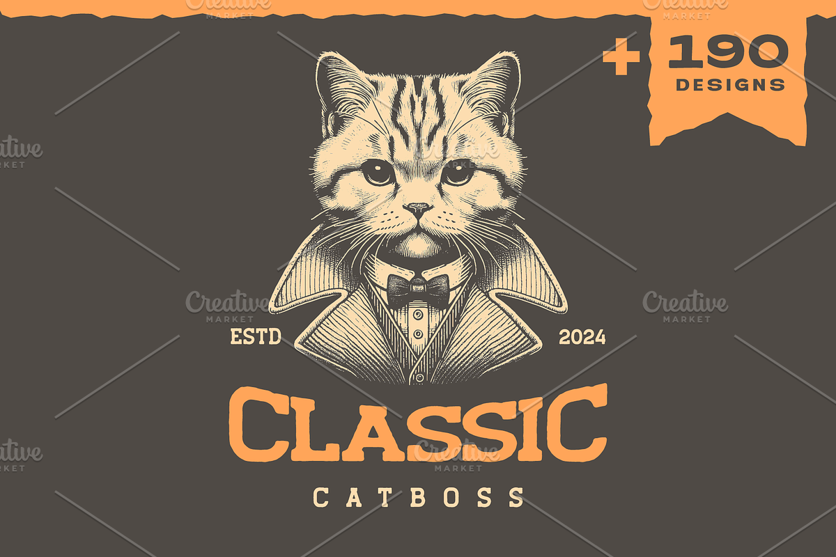 Vintage British Shorthair Cat Design, an Animal Illustration by devastd (Photo 1 of 11)