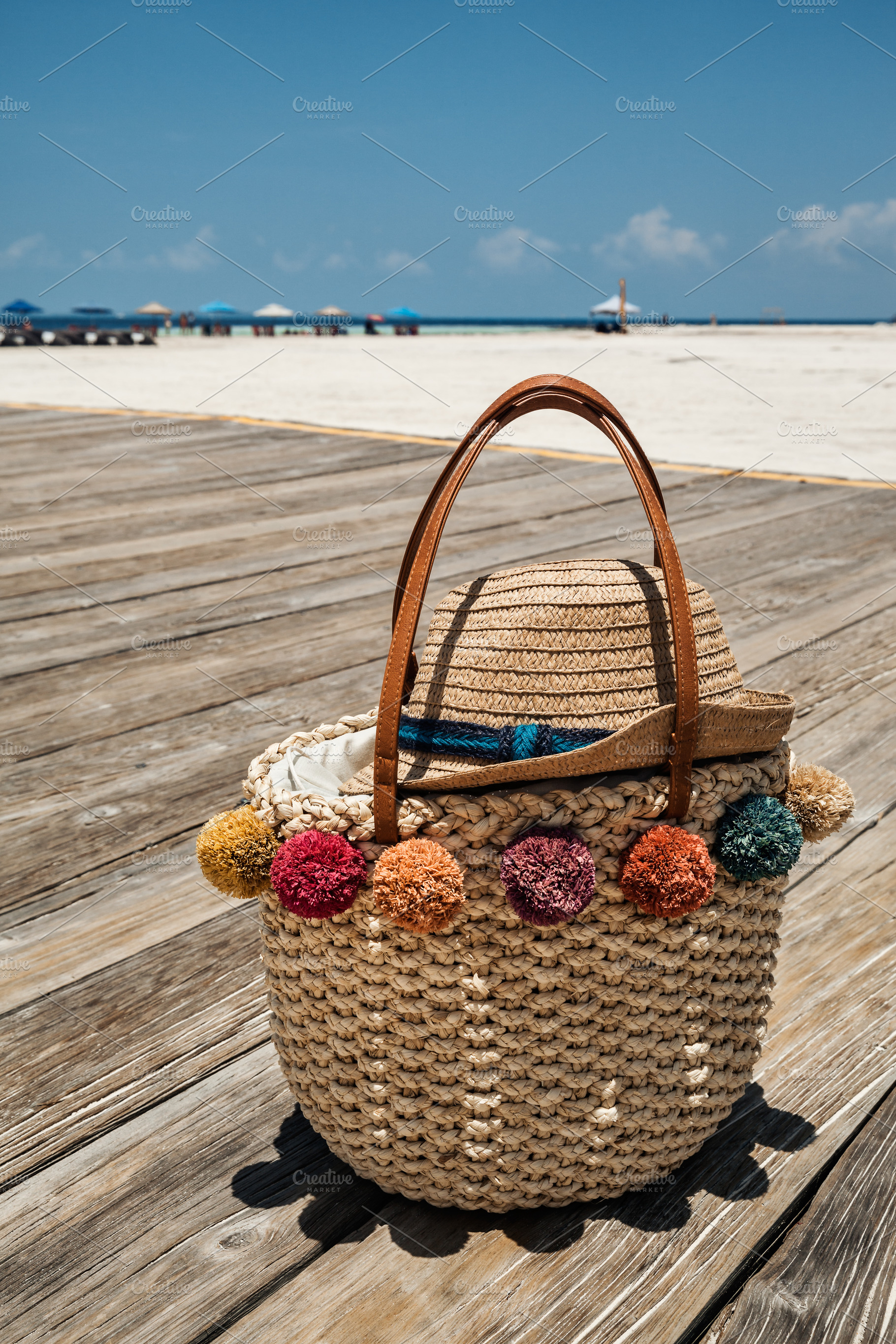 Summer Straw Bag At The Beach, a Holiday Photo by PhotographerJen
