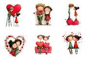 Whimsical Valentine Couple Clipart, an Illustration by CreationArt (Thumbnail 3 of 6)