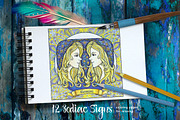 Decorative Zodiac signs, a Decorative Illustration by Elen-Lane (Thumbnail 1 of 5)