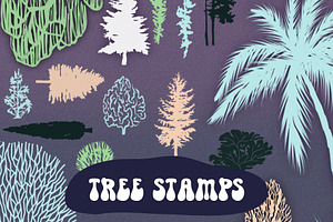 Procreate Tree Stamps, Forest