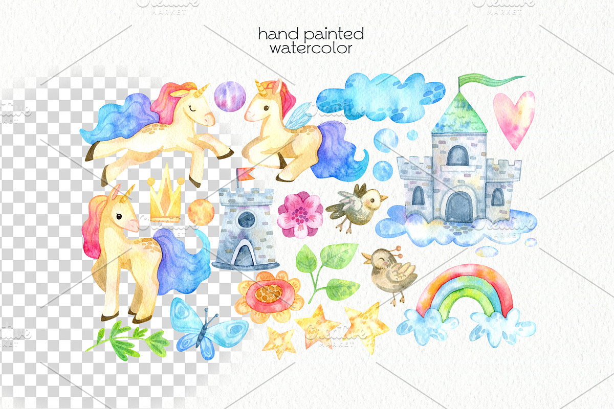 Watercolor Fairy Unicorn, an Animal Illustration by OllyKo Art (Photo 3 of 10)