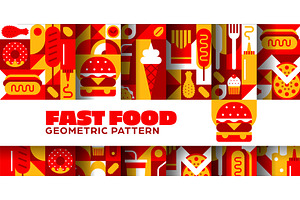 Fast food seamless patterns, a Food Illustration by Buch&Bee
