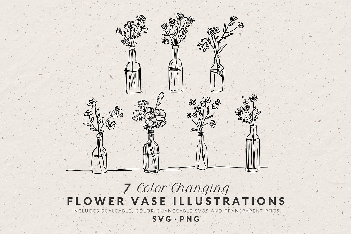 Flower Vase Clipart, Bouquet Set, an Object Illustration by The October Creative
