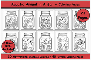 Sea Animal in a Jar Coloring Pages, an Animal Illustration by Lamia Emad