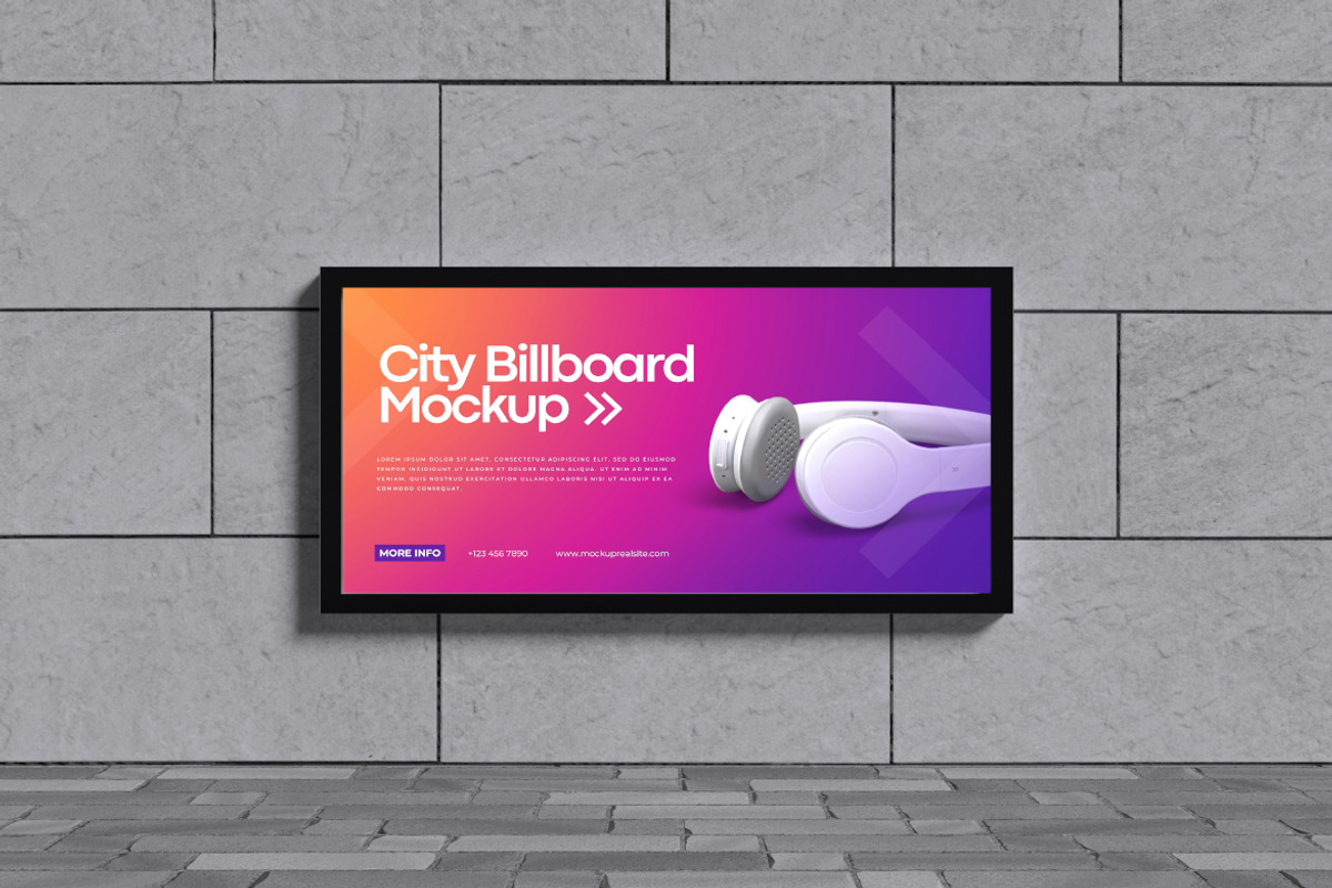 City Billboard Mockup, an Advertising Mockup by Pikachudesign (Photo 2 of 5)