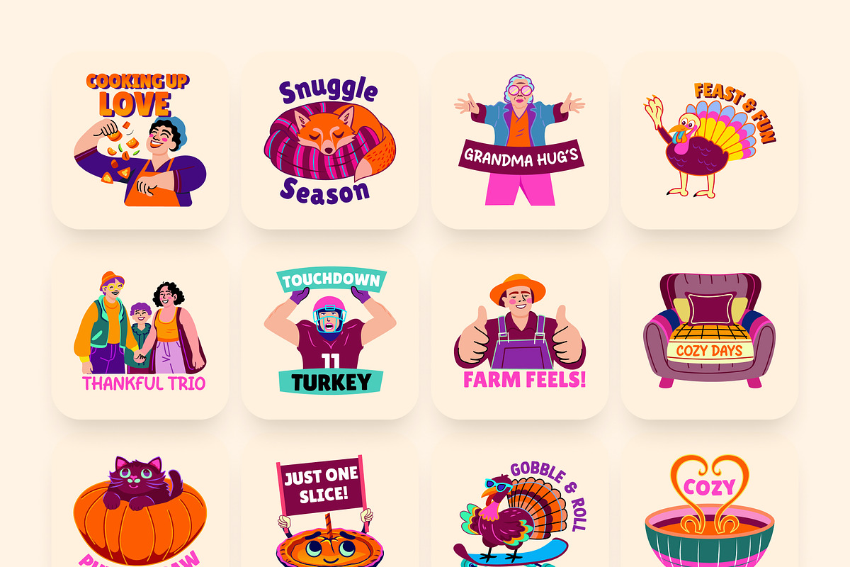 Thanksgiving Stickers Set, an Emoji Icon by Brickclay (Photo 8 of 8)