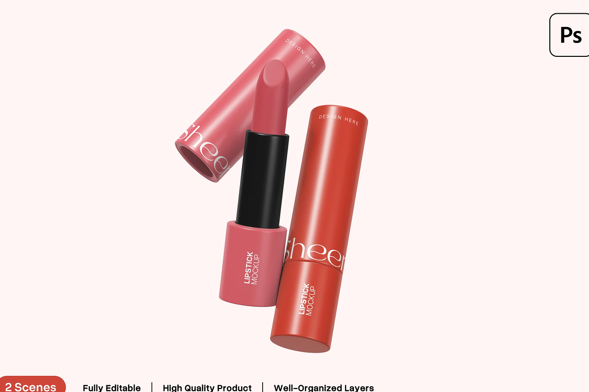Lipstick Mockup 2 Views, a Merchandise Mockup by graphicsauce (Photo 1 of 4)