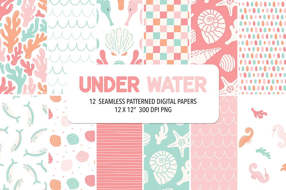 Summer Digital Paper, Ocean Theme, a Pattern Graphic by Paper Starr Studio (Photo 1 of 3)