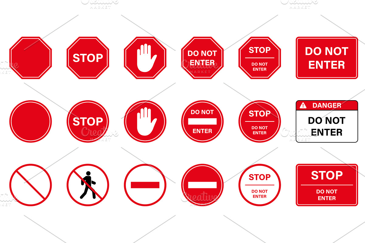Caution No Allowed Entry Stop Road, an Object Illustration by Vector Creator