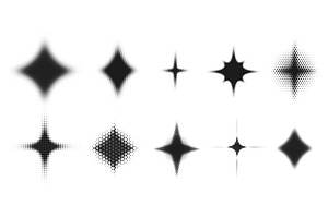 Halftone spark shapes. Abstract, an Object Illustration by winwin.art