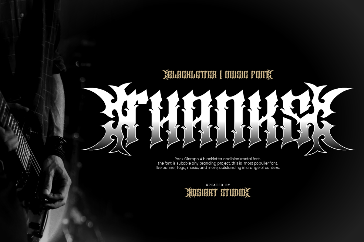 Rock Glempo - Music Font, a Blackletter Font by Iqsiart Studio (Photo 9 of 10)