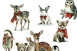 Christmas Forest Animals Clipart