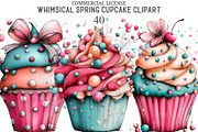 Whimsical Spring Cupcake Clipart, an Illustration by designcity5 (Thumbnail 1 of 5)