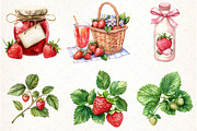 Strawberry Garden Clipart, an Illustration by Watercolor design (Thumbnail 3 of 4)