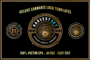 3 Vintage Deluxe Cannabis Logos