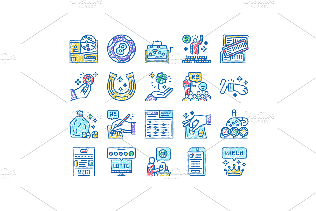 Lotto Gamble Game set Icons hand, an Object Illustration by pikepicture