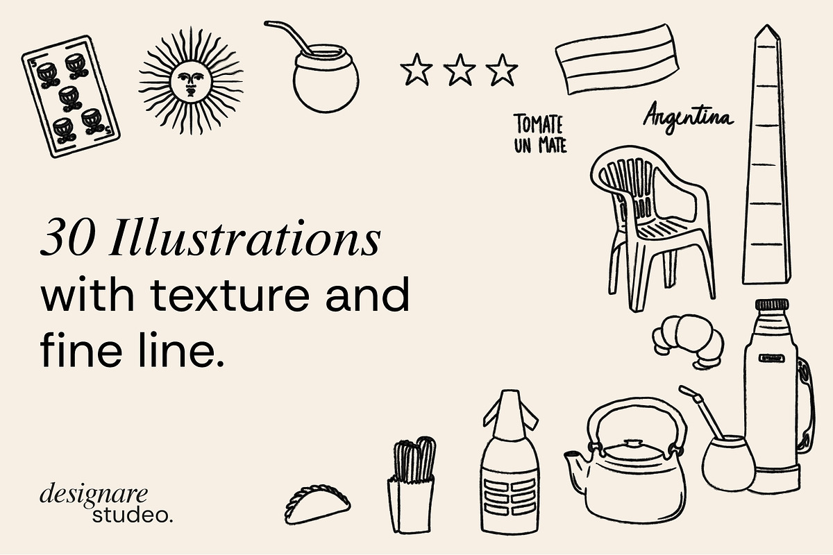 Argentina Hand Drawn Illustrations, a Decorative Illustration by ginni illustrations (Photo 2 of 5)