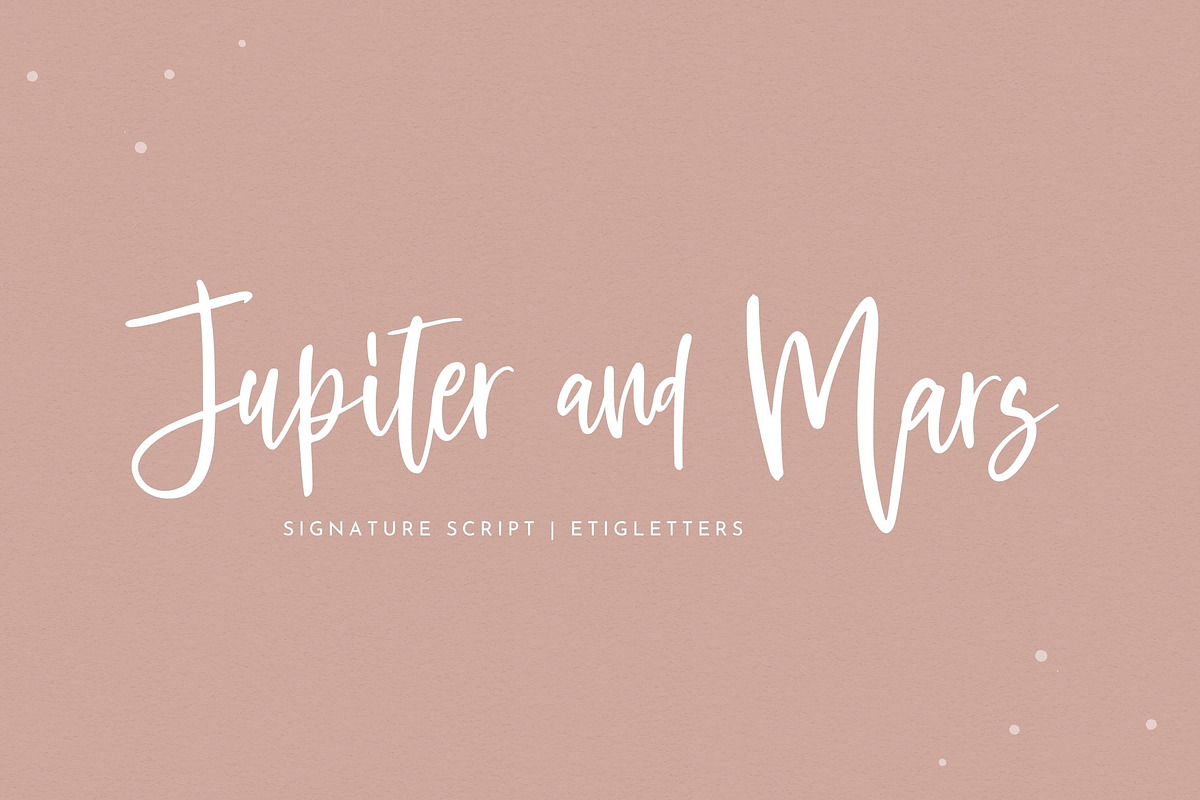 Jupiter and Mars Script Font, a Script Font by etigletters (Photo 1 of 10)