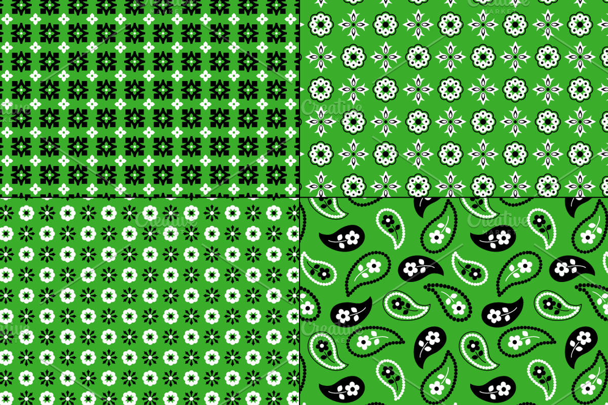 Seamless Green Bandana Patterns preview 5