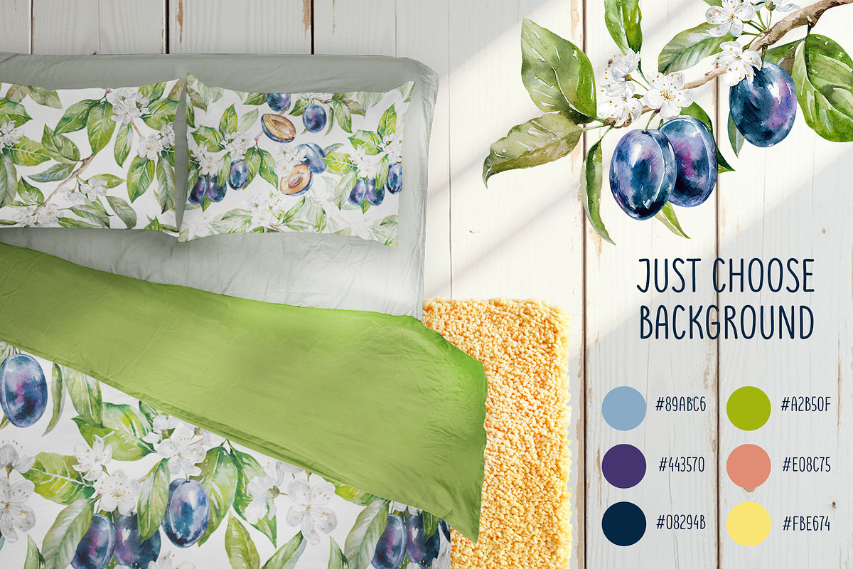 Blooming plum watercolor clipart, a Decorative Illustration by Eva Kleinman (Photo 13 of 14)