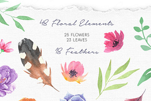 Bohemian Flowers & Feathers