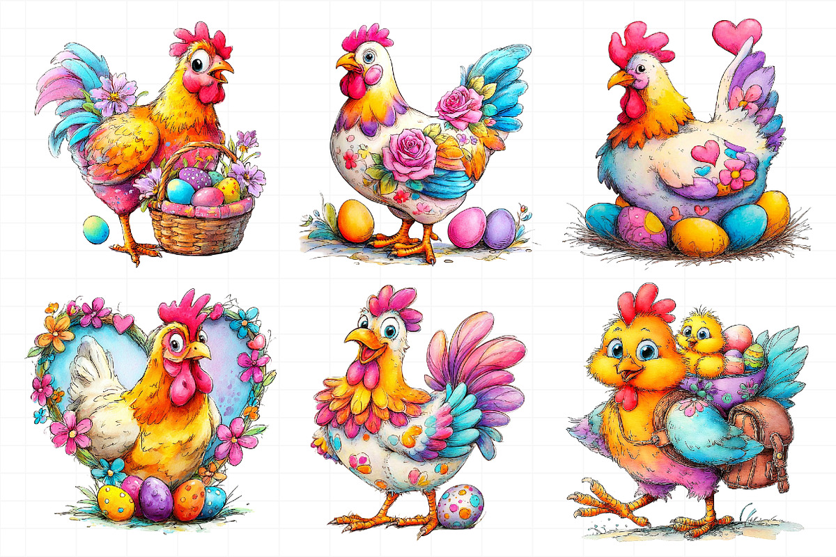 Floral Chicken Easter Hen Clipart, an Illustration by Daily.Designs (Photo 5 of 8)