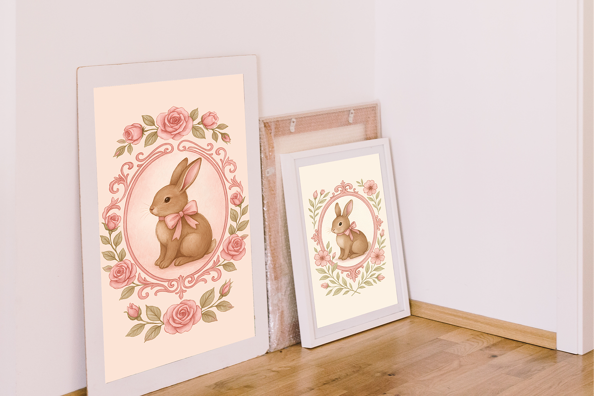 Vintage Watercolor Rabbits Clipart, an Illustration by Yana_mide (Photo 6 of 14)