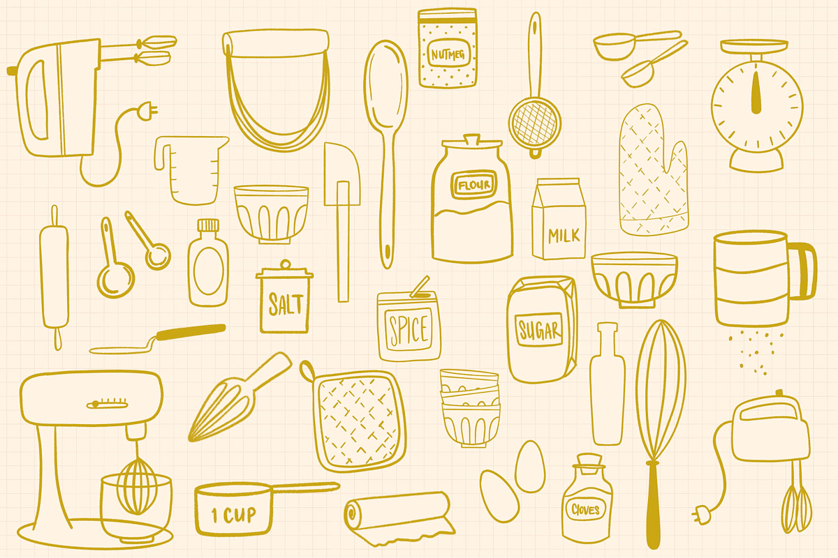 Baking Supplies Procreate Stamp Set, a Brushes & More by Sometimes Crafter Studio (Photo 2 of 6)
