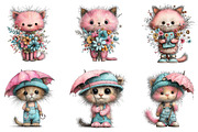Whimsical Summer Cats Clipart, an Illustration by GatewayDesign (Thumbnail 2 of 6)