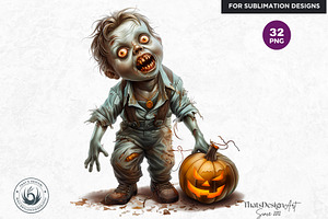 Cute Halloween Characters Clipart V2